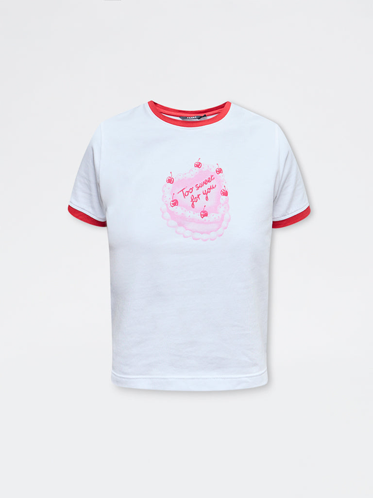 Nuon White Printed Cotton-Blend T-Shirt