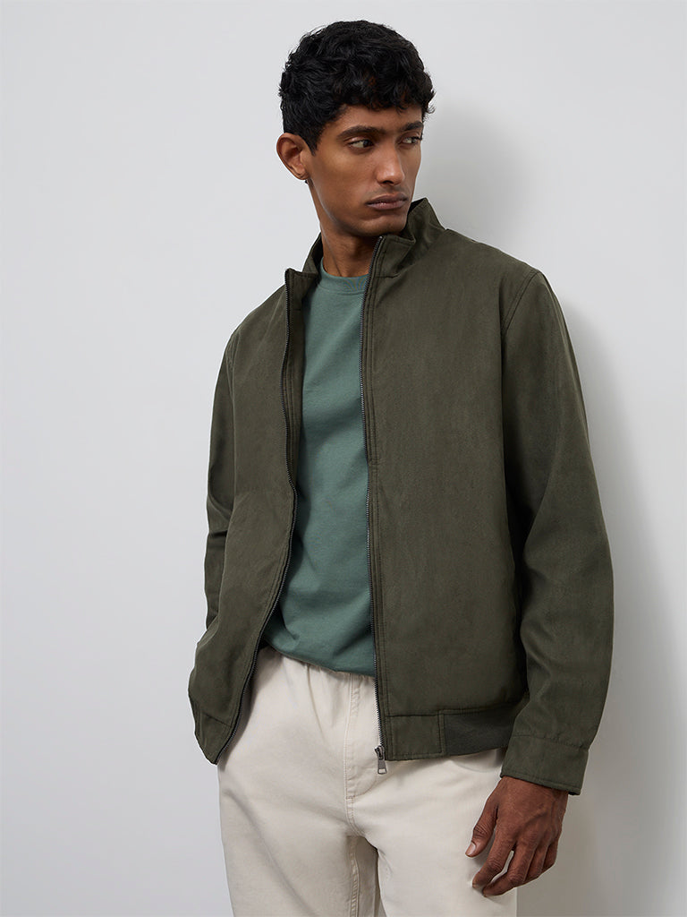 Ascot Olive Relaxed-Fit Suede Jacket