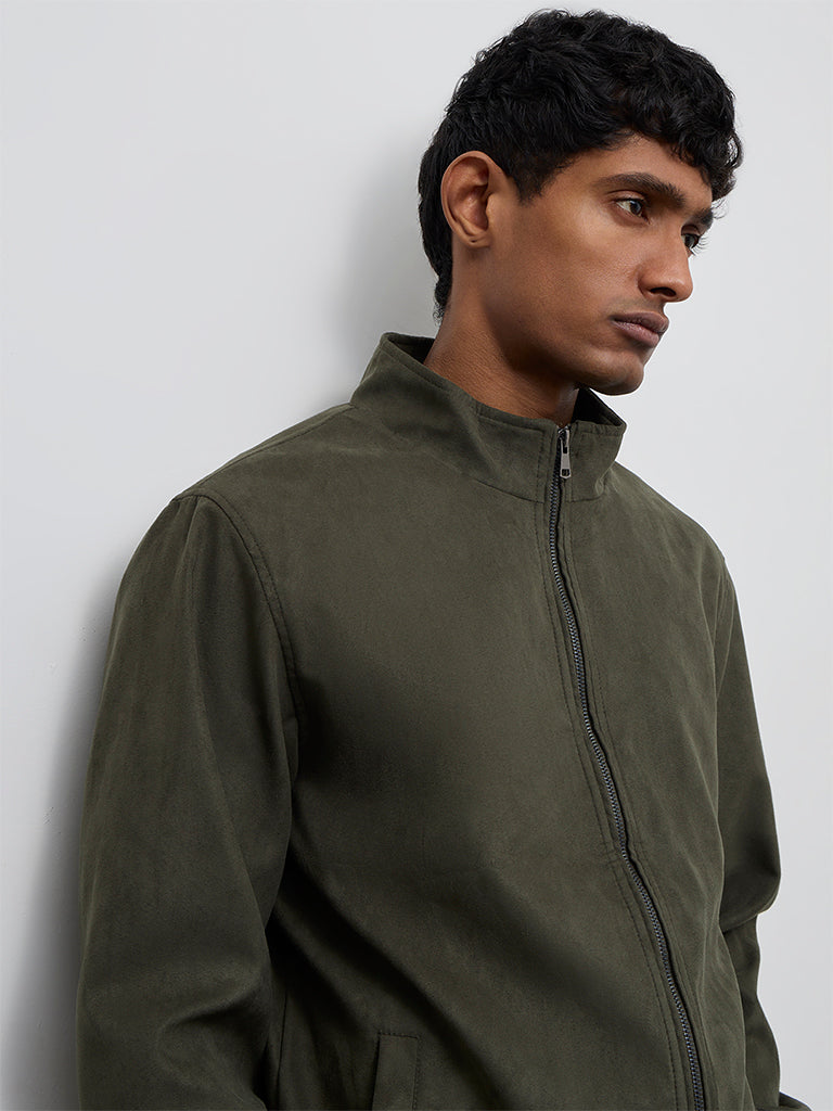 Ascot Olive Relaxed-Fit Suede Jacket