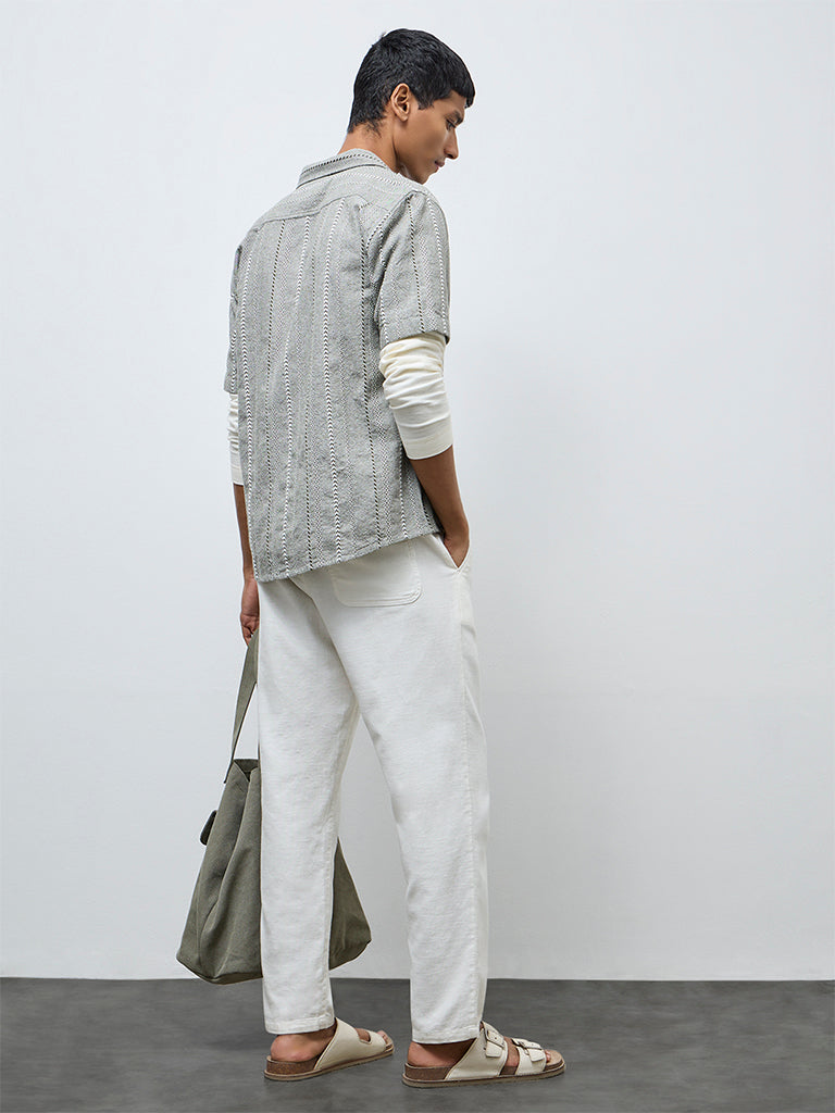 ETA White Solid Relaxed-Fit Mid-Rise Cotton Chinos