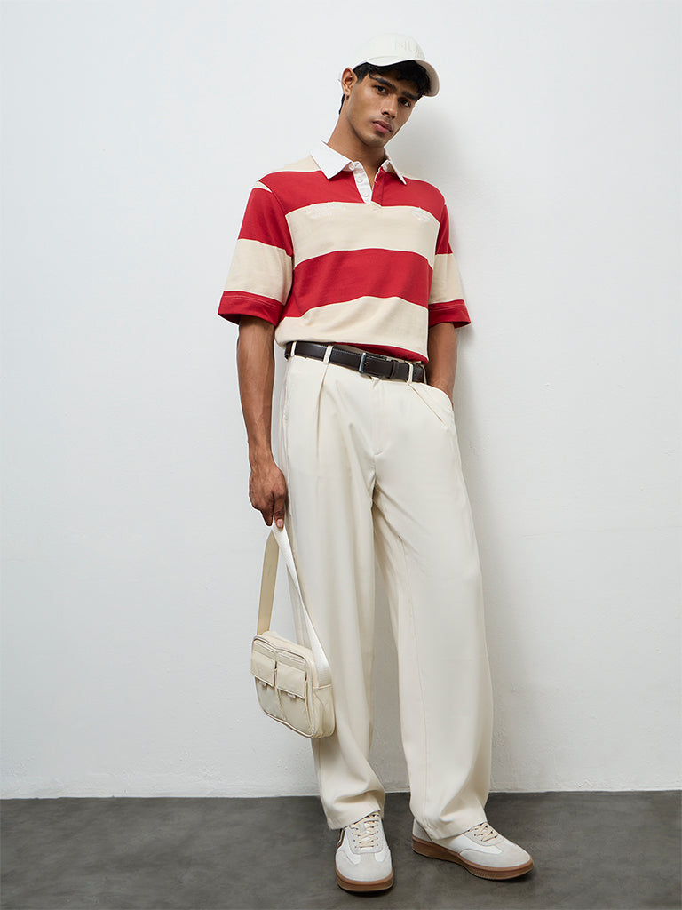 Nuon Cream Relaxed-Fit Mid-Rise Trousers