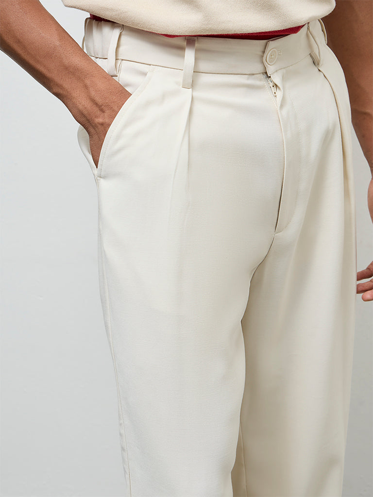 Nuon Cream Relaxed-Fit Mid-Rise Trousers