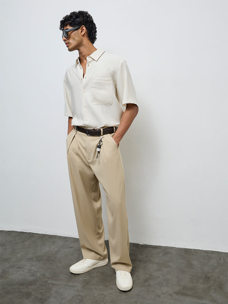 Nuon Cream Solid Relaxed-Fit Shirt
