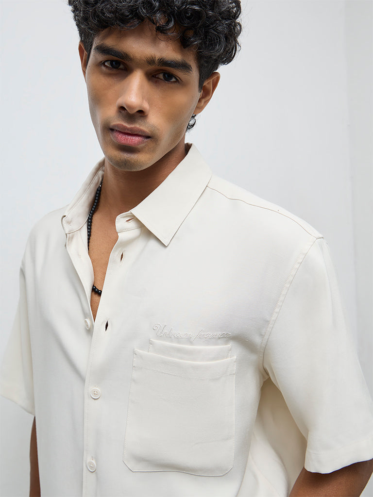 Nuon Cream Solid Relaxed-Fit Shirt