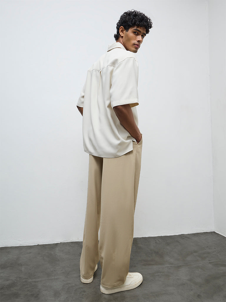 Nuon Cream Solid Relaxed-Fit Shirt