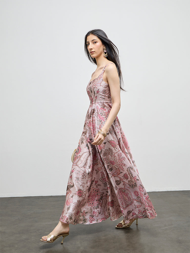Buy Vark Dusty Pink Floral Pattern A-Line Dress from Westside Buy Vark Dusty Pink Floral Pattern A-Line Dress from Westside