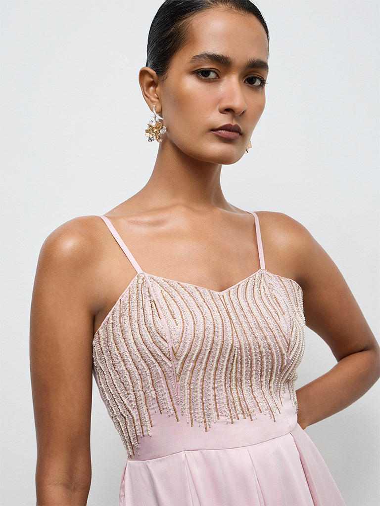 Buy Vark Light Pink Embellished Empire A-Line Dress from Westside Buy Vark Light Pink Embellished Empire A-Line Dress from Westside
