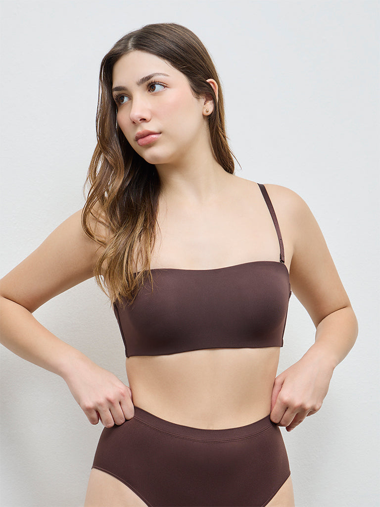 Wunderlove Dark Brown Underwired Bandeau Bra