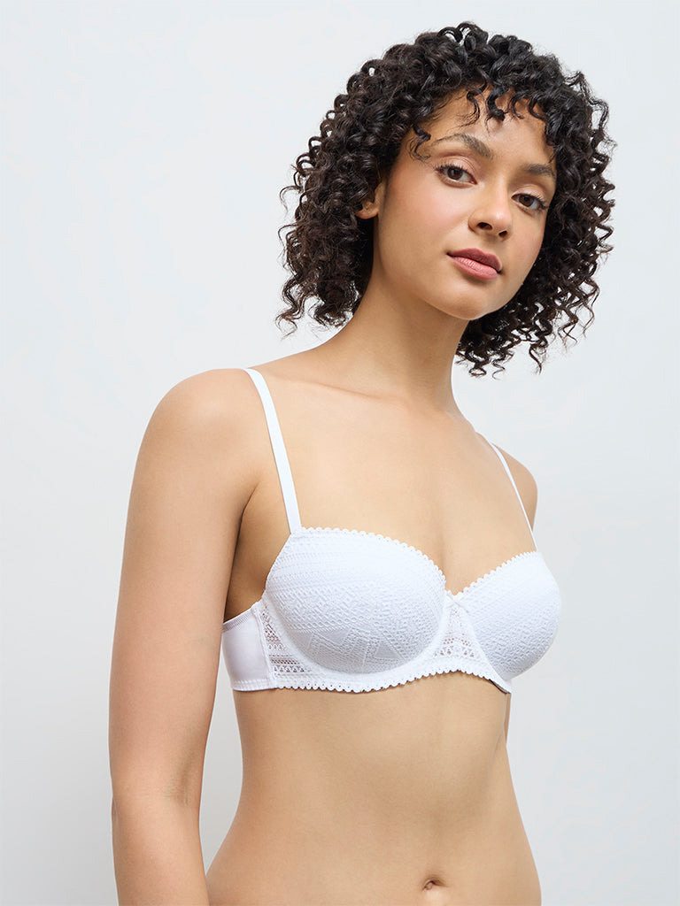 Wunderlove White Lace Design Underwired Bra