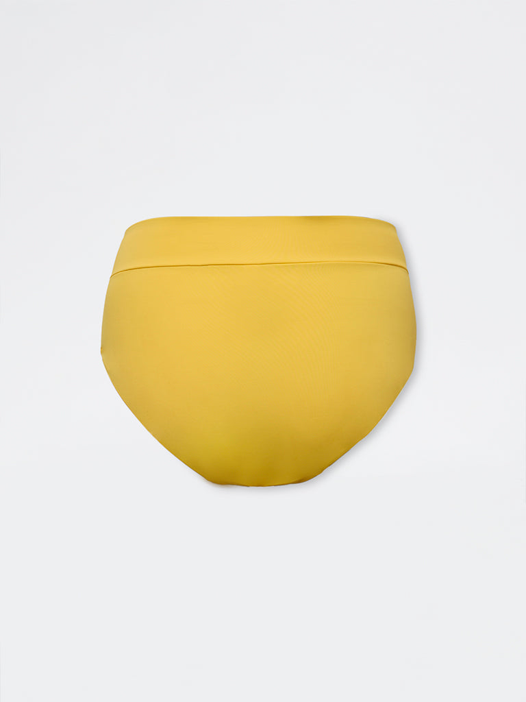 Wunderlove Swimwear Yellow Cross-Waist Bikini Briefs