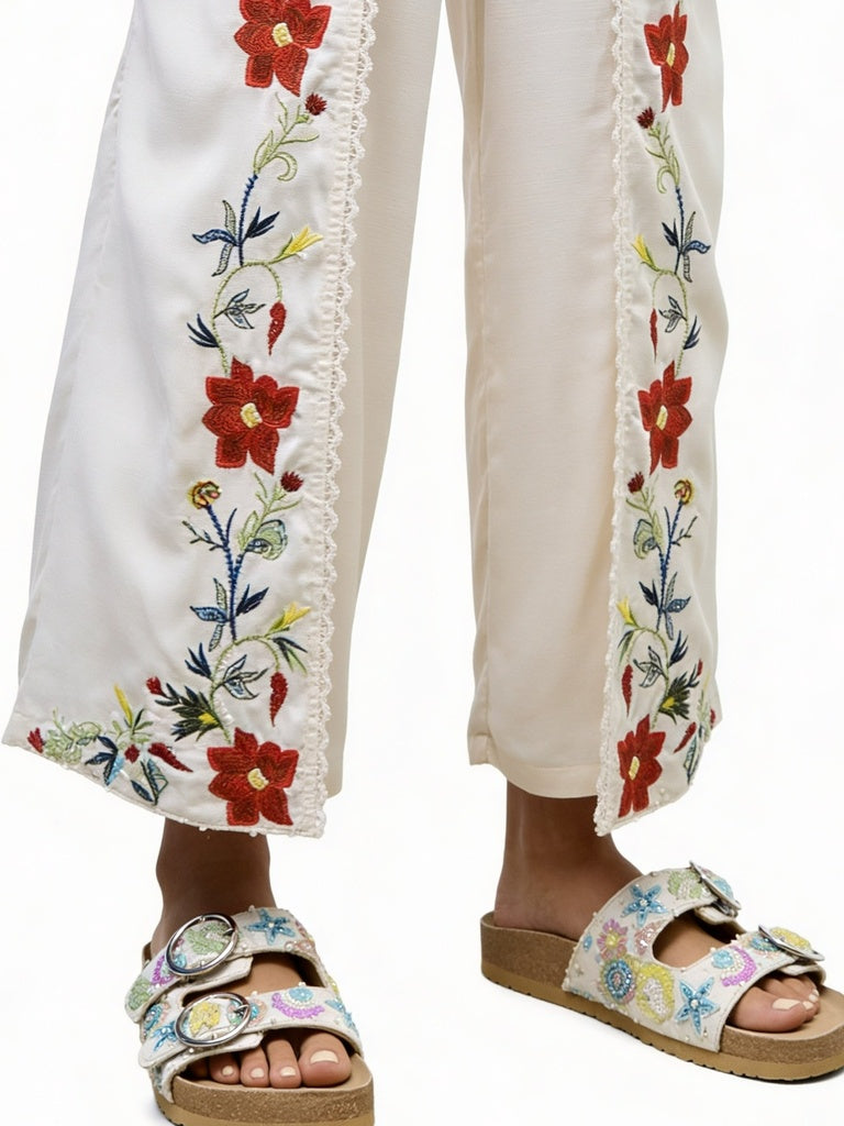 LUNA BLU Blue Embroidered Sandals