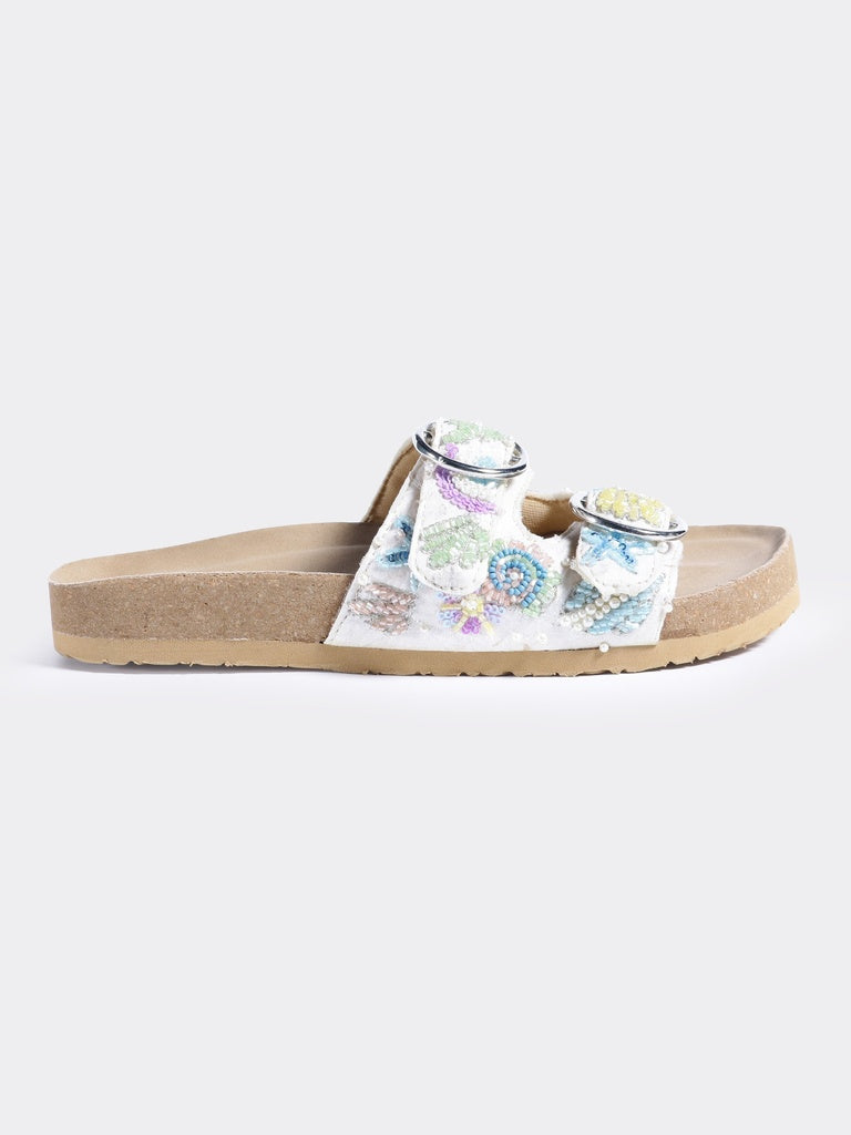 LUNA BLU Blue Embroidered Sandals