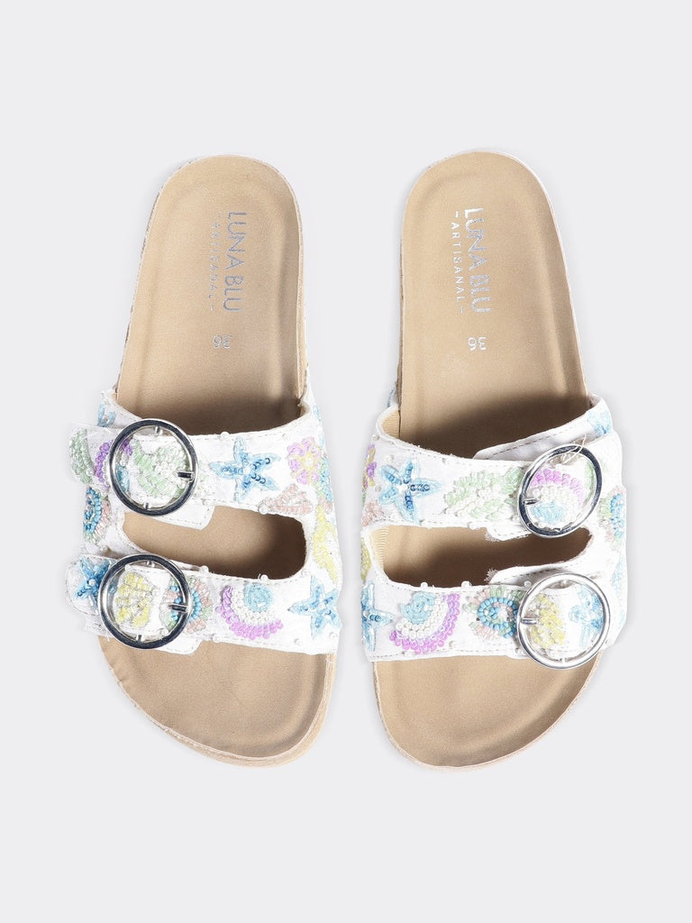 LUNA BLU Blue Embroidered Sandals