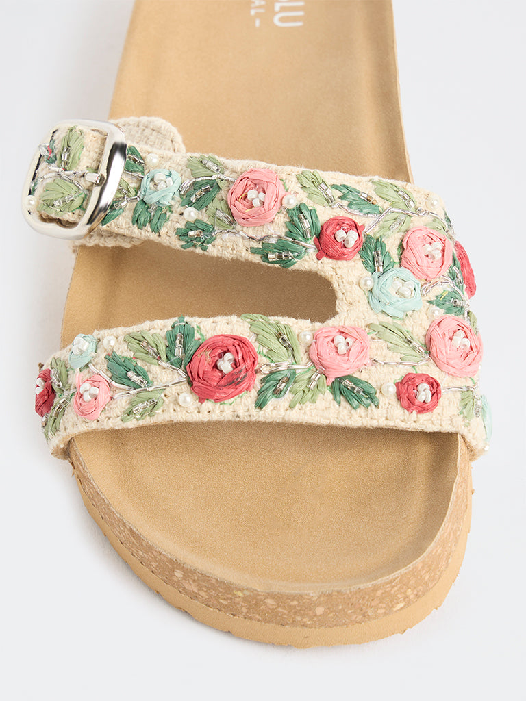 LUNA BLU Multicolour Floral Embroidered Sandals