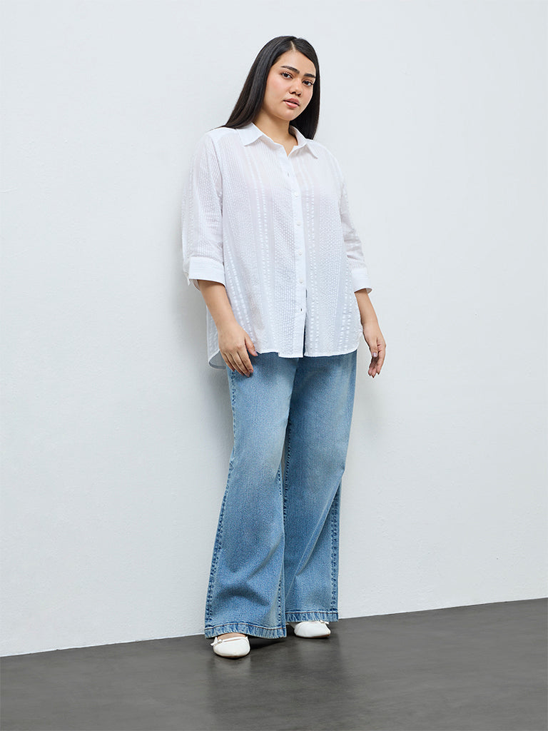 Gia White Crinkle-Textured Cotton Shirt