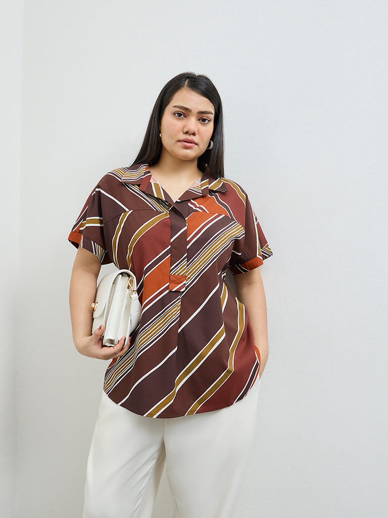 Gia Brown Striped Blouse