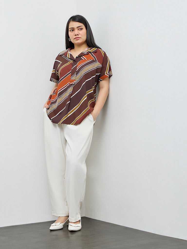 Gia Brown Striped Blouse