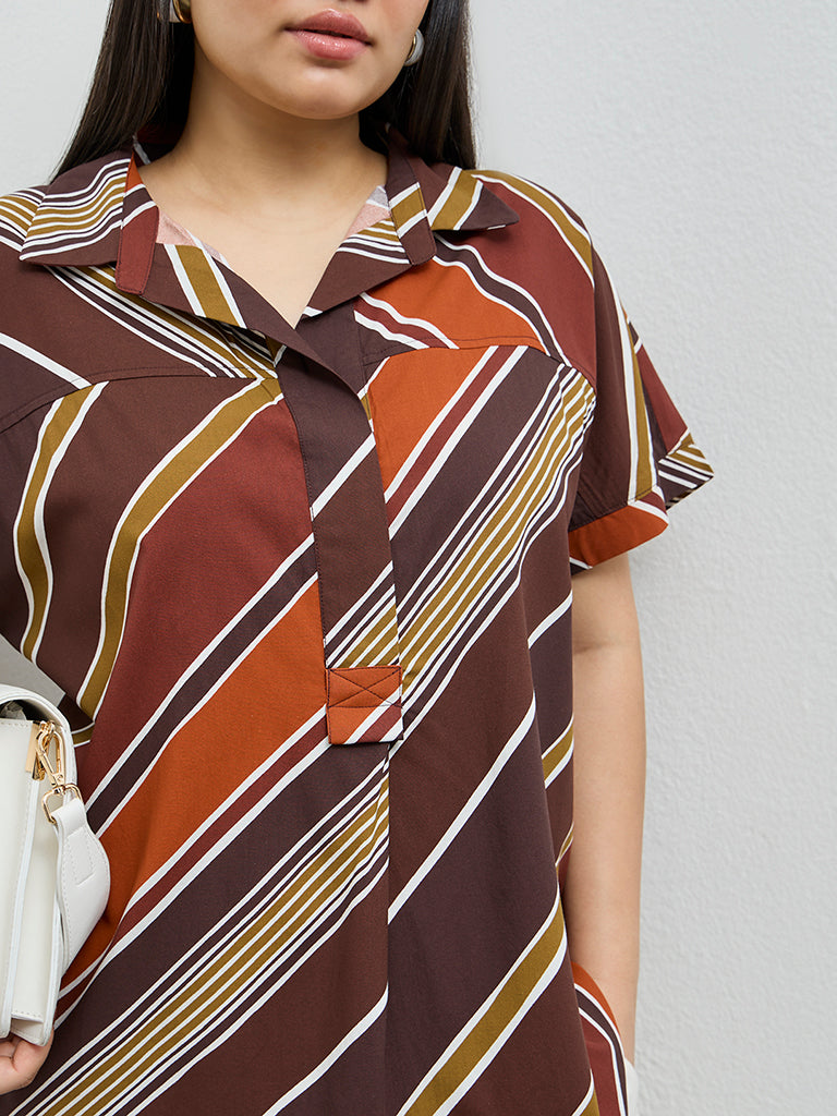 Gia Brown Striped Blouse
