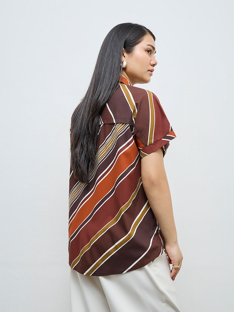 Gia Brown Striped Blouse