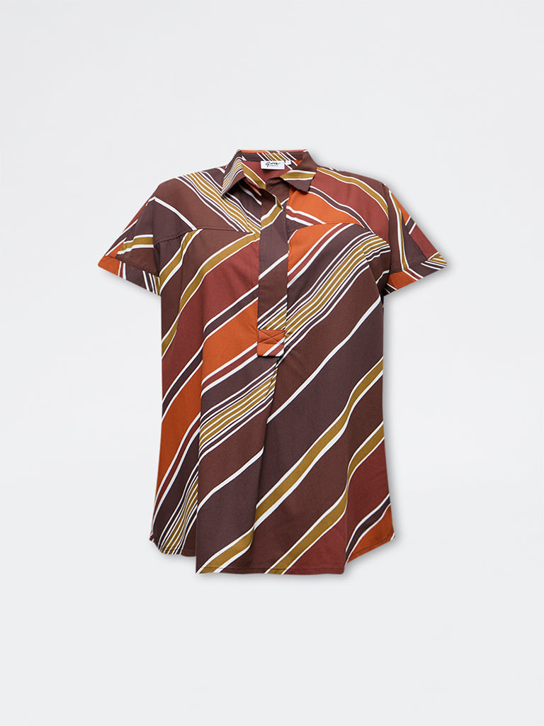 Gia Brown Striped Blouse
