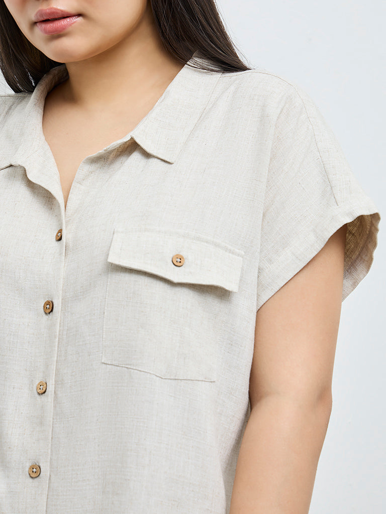 Gia Beige Solid Blouse