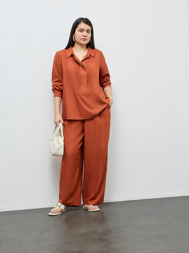 Gia Rust Pintuck-Detail Blouse