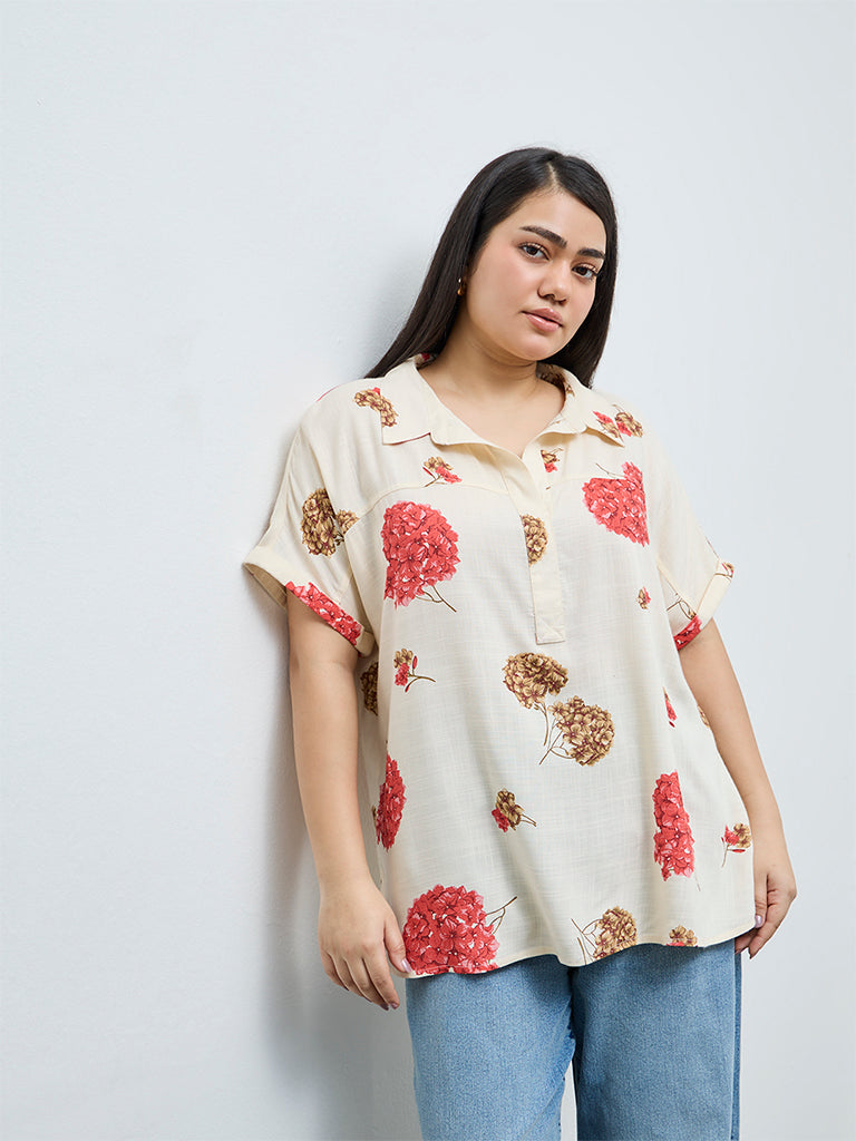 Gia Cream Floral Printed Blouse