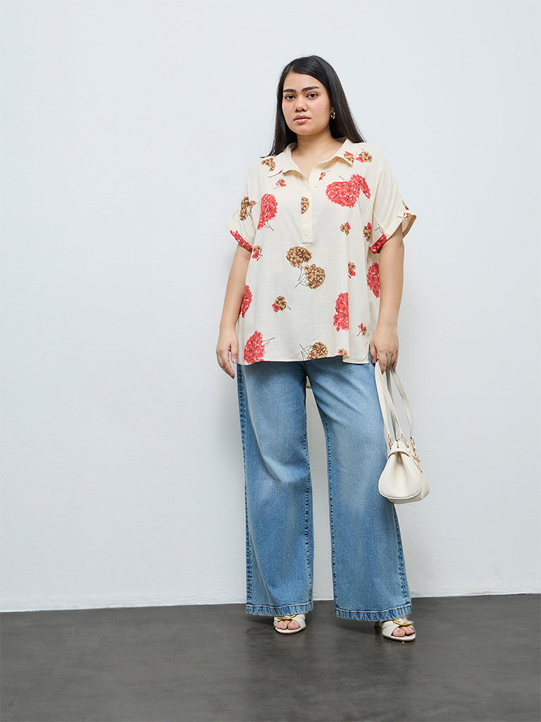 Gia Cream Floral Printed Blouse