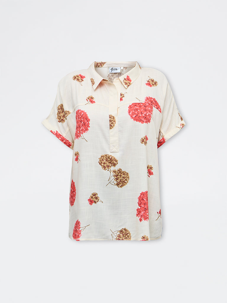 Gia Cream Floral Printed Blouse