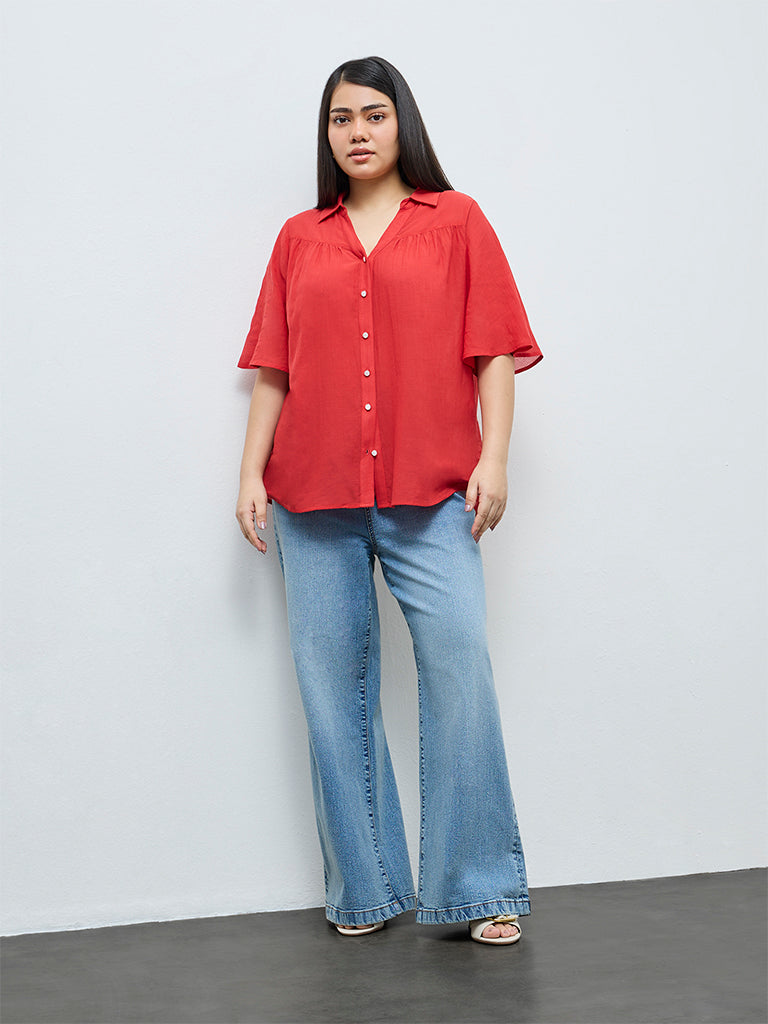 Gia Red Solid Blouse