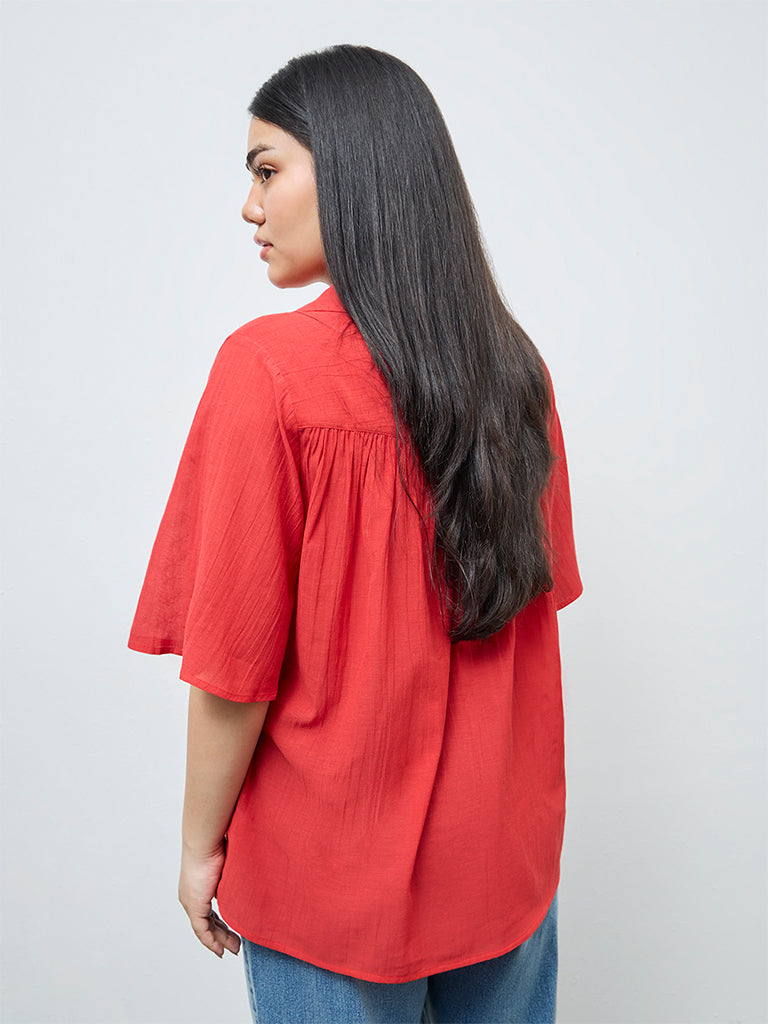 Gia Red Solid Blouse