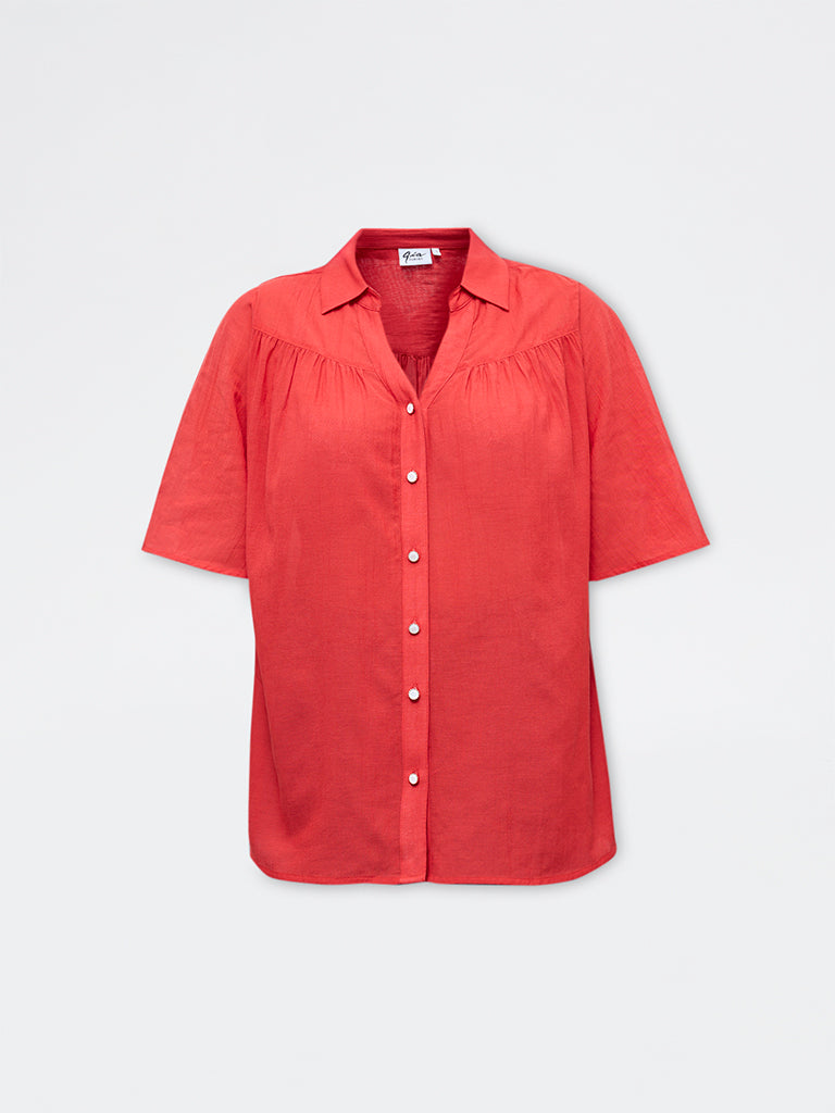 Gia Red Solid Blouse