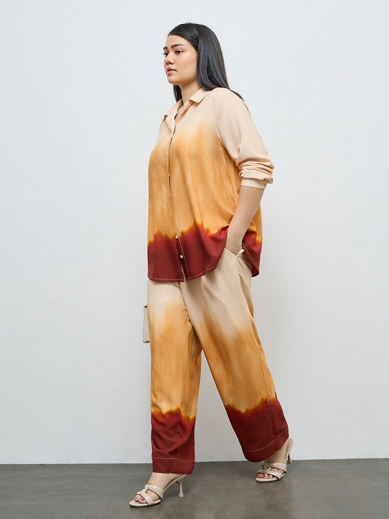 Gia Cream Tie-Dye High-Rise Pants
