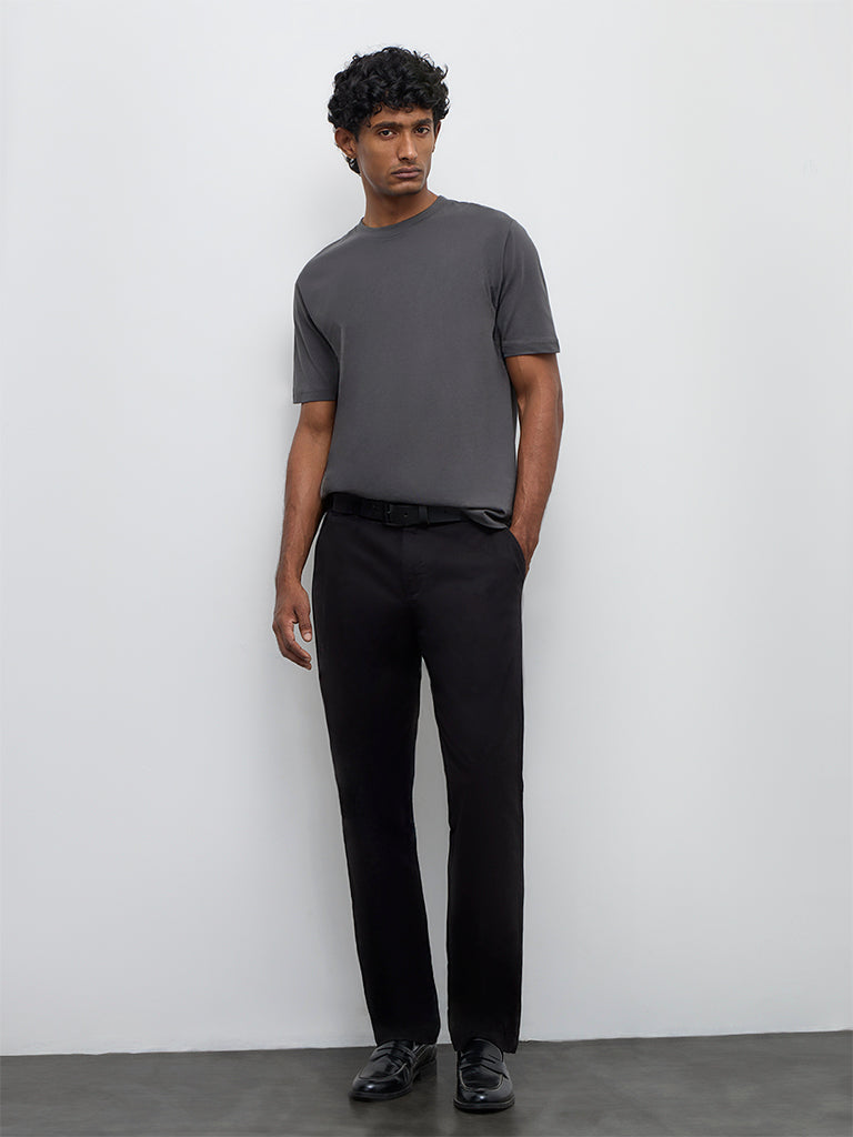 WES Casuals Charcoal Slim-Fit Cotton T-Shirt