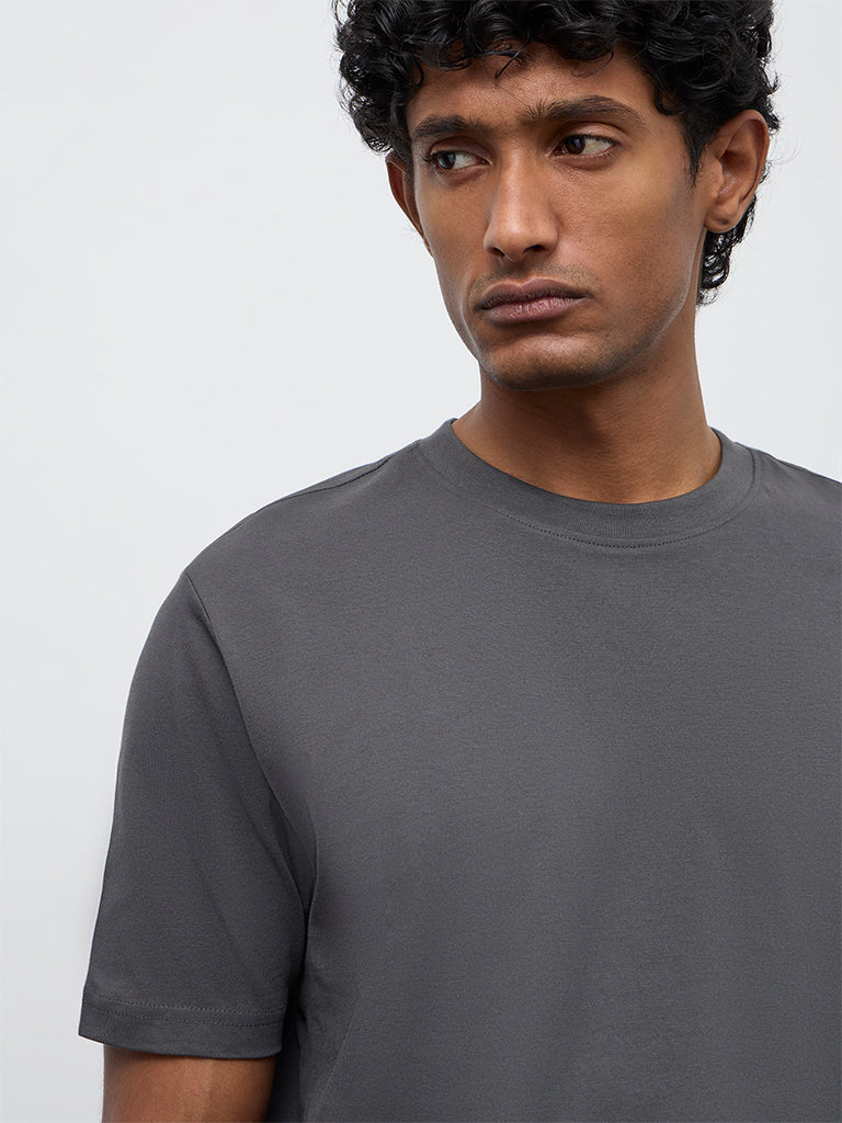 WES Casuals Charcoal Slim-Fit Cotton T-Shirt