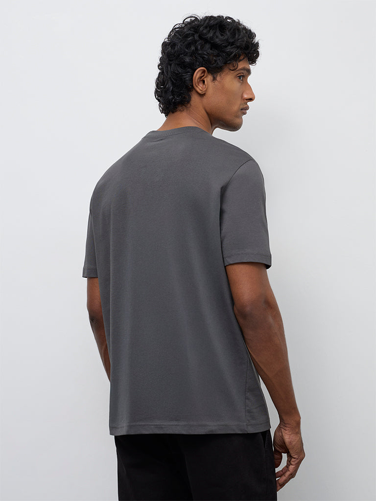 WES Casuals Charcoal Slim-Fit Cotton T-Shirt