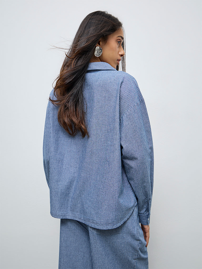 LOV Blue Striped Cotton Shirt