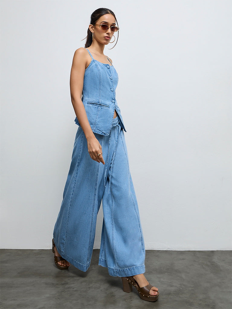 LOV Light Blue Denim Top