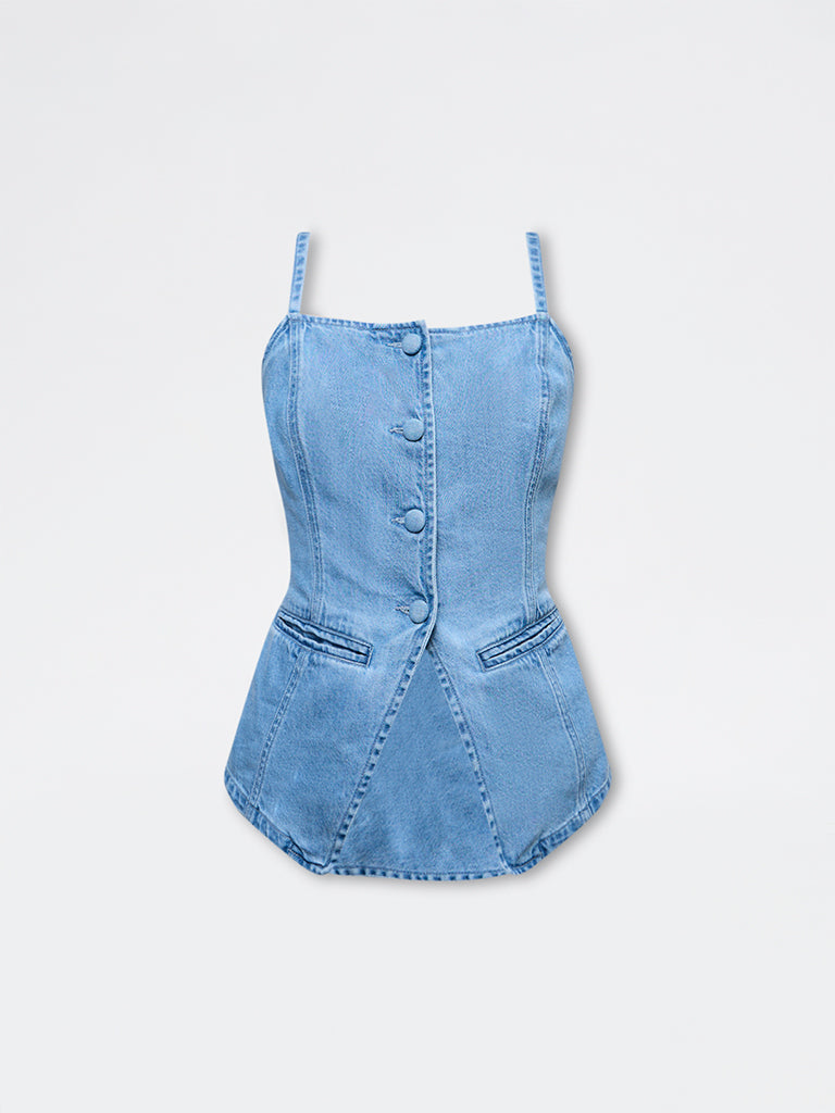 LOV Light Blue Denim Top