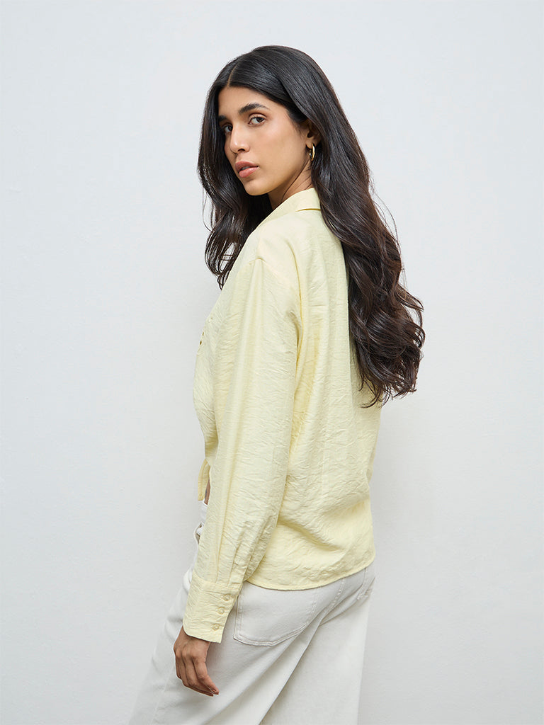 LOV Yellow Floral Embroidered Shirt