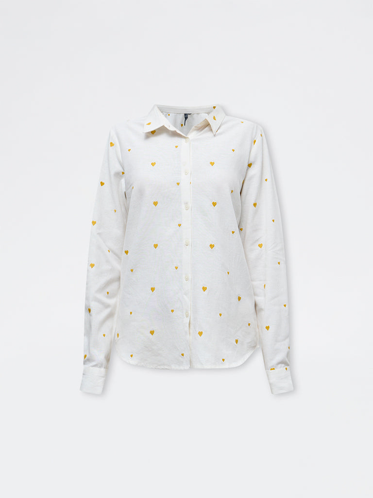 LOV White Heart Design Shirt