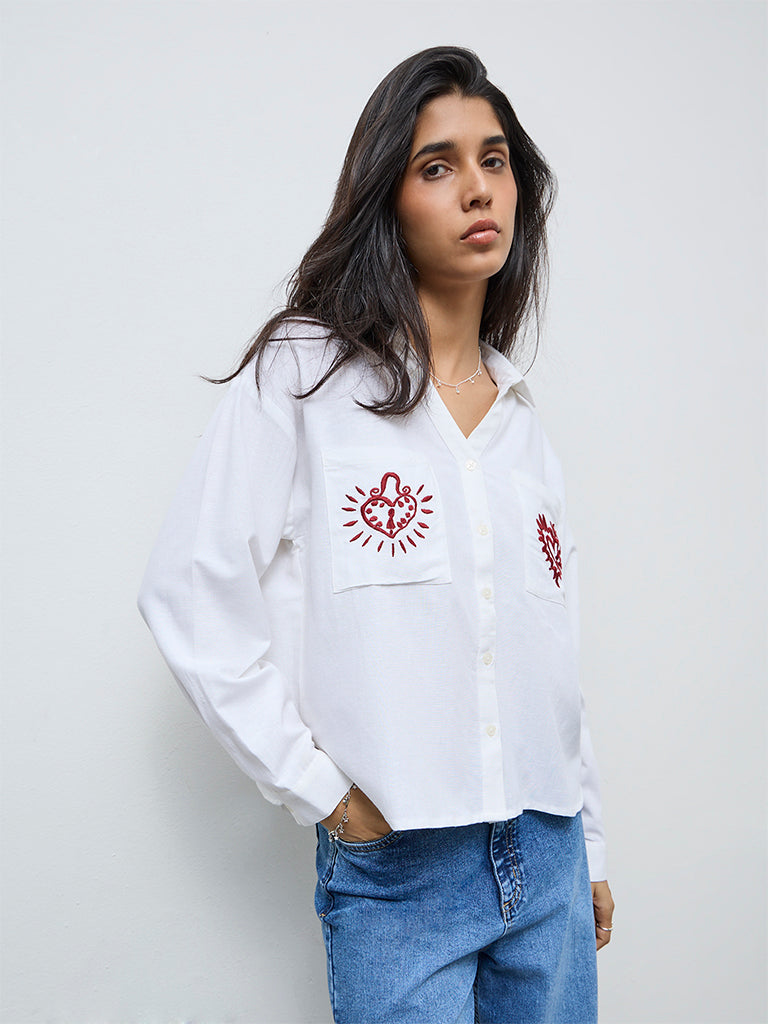 LOV White Embroidered Shirt