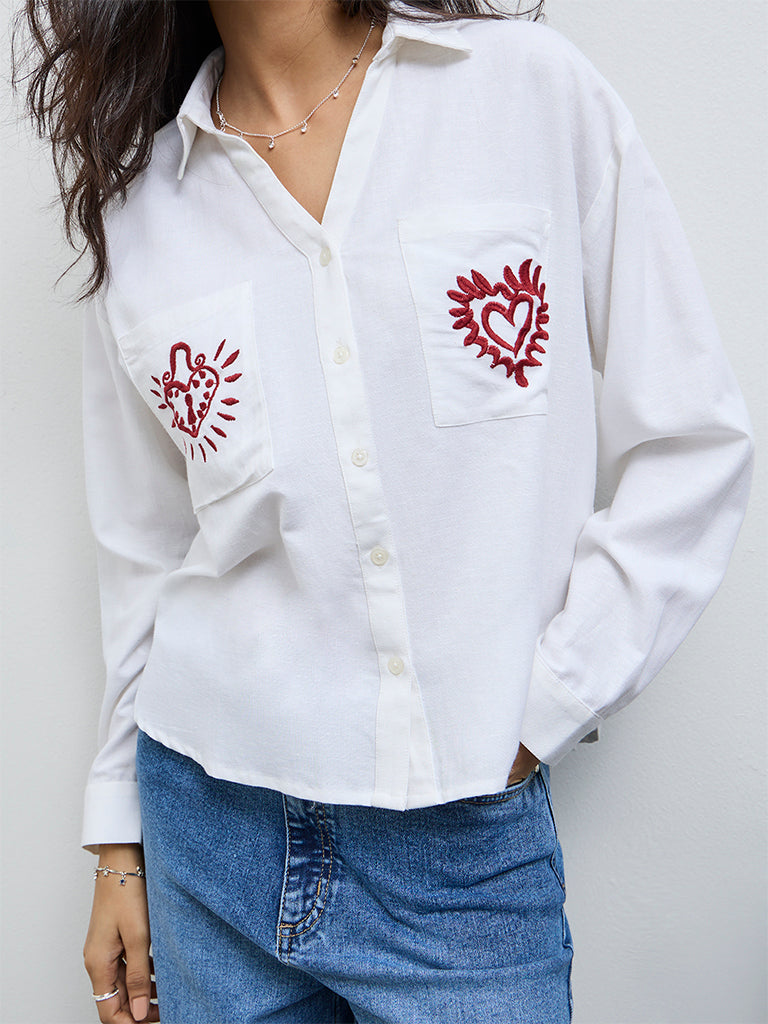 LOV White Embroidered Shirt