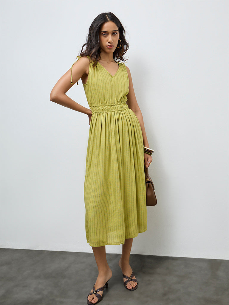 LOV Lime Striped A-Line Dress