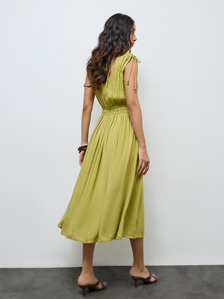 LOV Lime Striped A-Line Dress