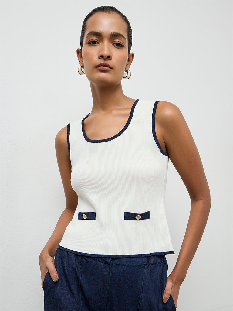 Wardrobe Ivory Ribbed Textured Top