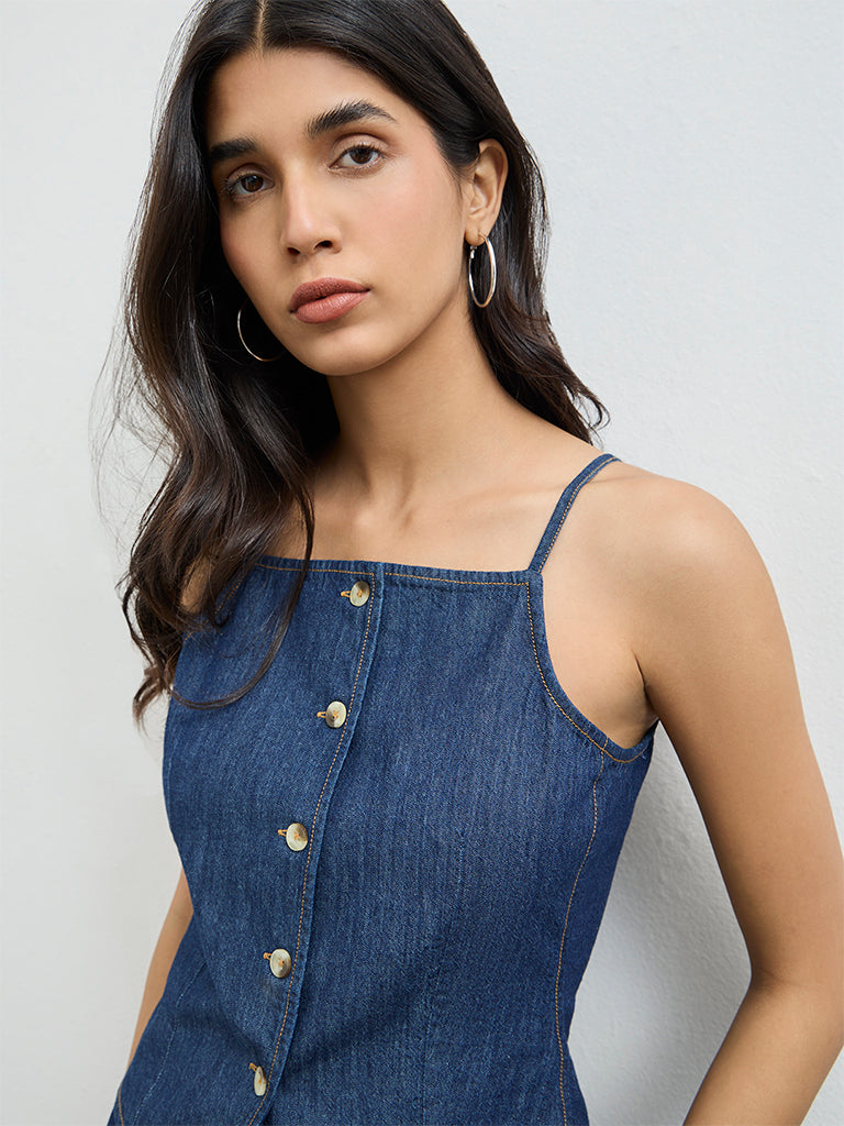 LOV Dark Blue Denim Top