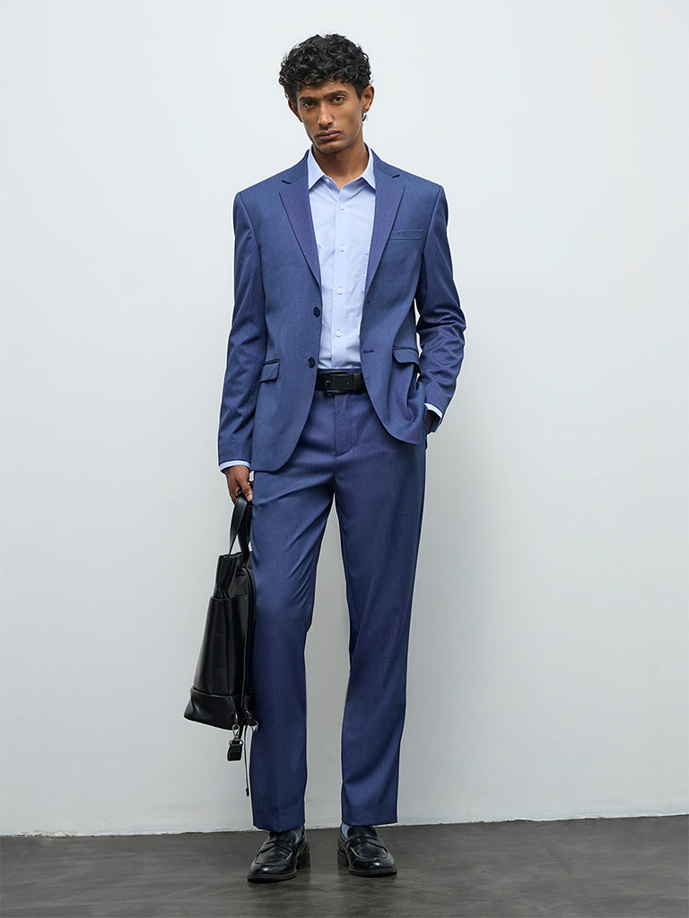 WES Formals Navy Slim-Fit Blazer
