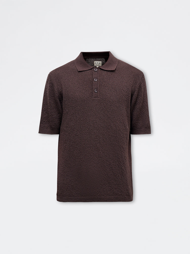 ETA Dark Brown Textured Relaxed-Fit Polo T-Shirt