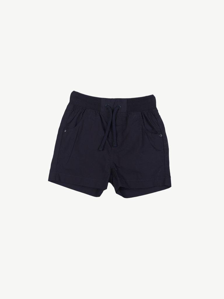 HOP Baby Boys Navy Blue Solid Cotton Shorts